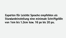 Textbeispiel mit einer sehr kleinen, schlecht lesbaren Schriftgröße