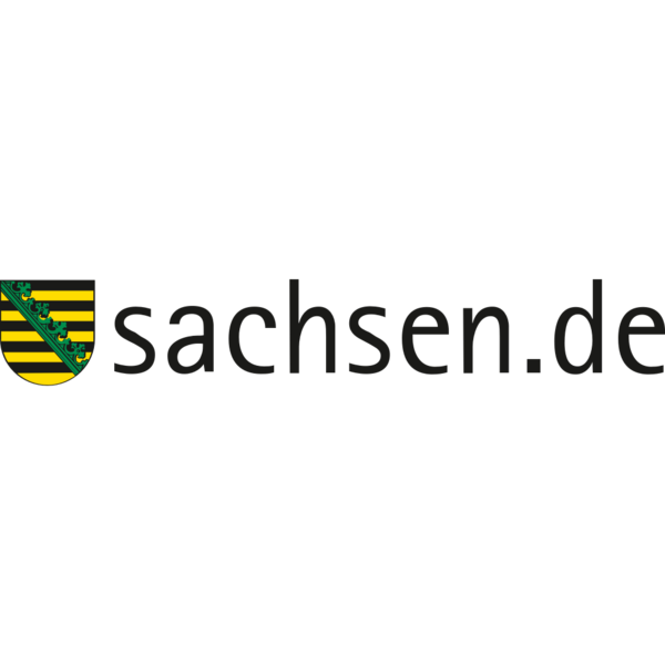 Wappen von Sachsen. Daneben steht »Sachsen.de«
