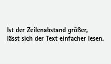 Bild mit Text mit einem guten Zeilenabstand